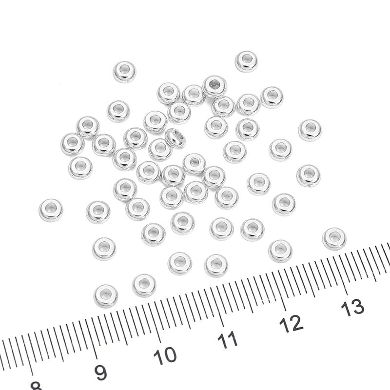 Beadia Silver Plated Roudelle Spacer Beads 4X1.8Mm 50Pcs For Jewelry Making Findings Non Tarnish - Image 3