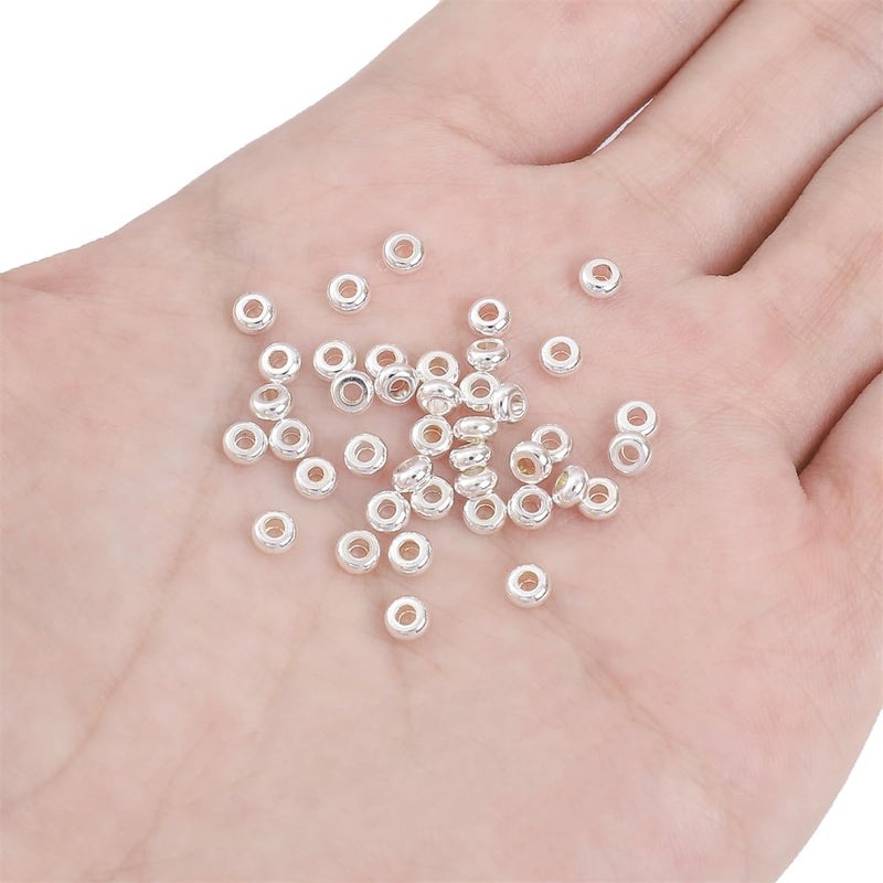Beadia Silver Plated Roudelle Spacer Beads 4X1.8Mm 50Pcs For Jewelry Making Findings Non Tarnish - Image 4