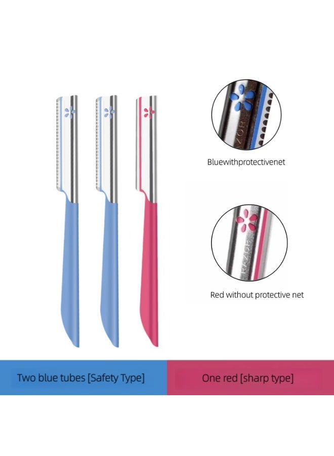 كاي 3 شفرات حلاقة نسائية من كاي، مناسبة للشعر على الوجه والجسم، أزرق/أزرق/أحمر - Image 2