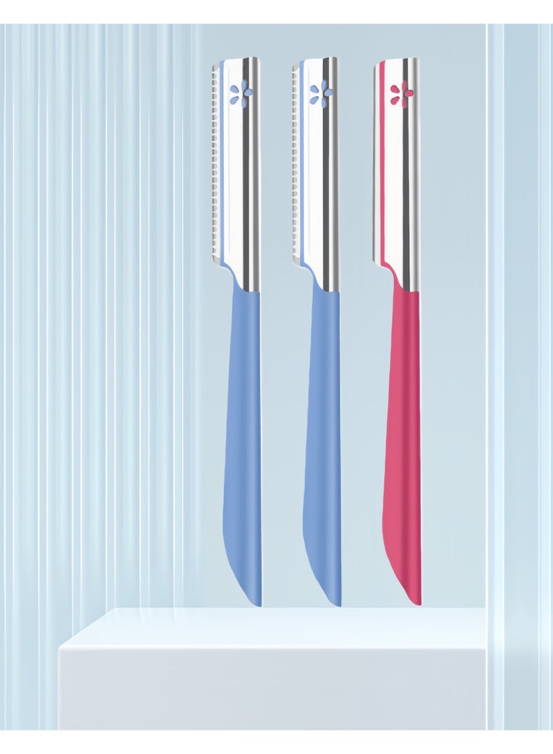 كاي 3 شفرات حلاقة نسائية من كاي، مناسبة للشعر على الوجه والجسم، أزرق/أزرق/أحمر - Image 1