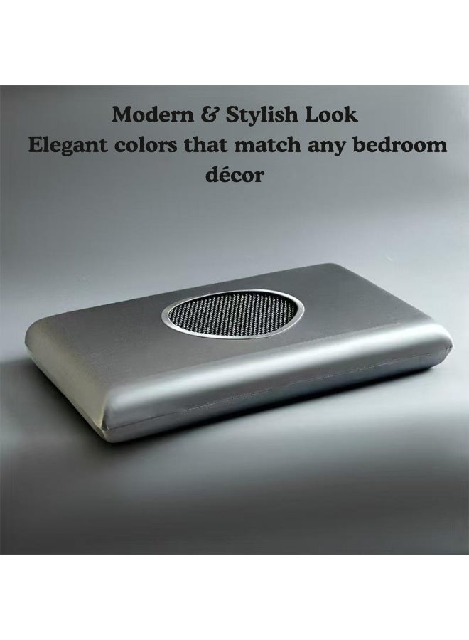 ARABIQO Gel Memory Foam Pillow for Neck Pain Relief, Cooling Cervical Support for Side, Back & Stomach Sleepers, Bamboo Aloe Vera Washable Cover, (60×40×11cm) (Grey) - Image 2