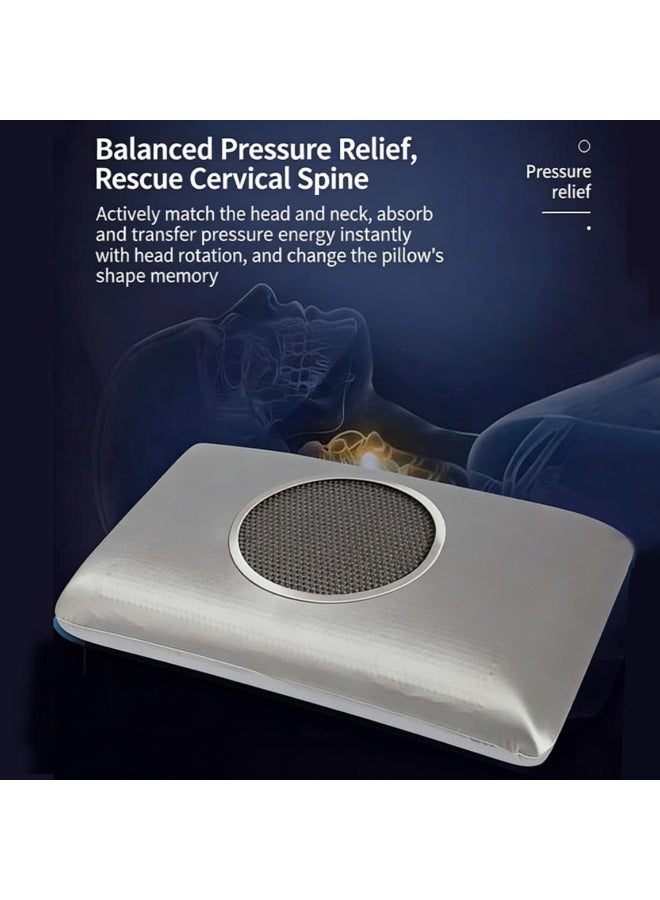 ARABIQO Gel Memory Foam Pillow for Neck Pain Relief, Cooling Cervical Support for Side, Back & Stomach Sleepers, Bamboo Aloe Vera Washable Cover, (60×40×11cm) (Grey) - Image 5