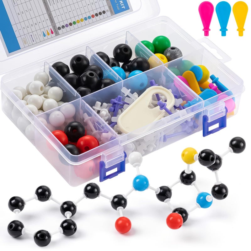 HFKPJRT Molecular Model Kit, 208 Pcs Molecular Model Kit Organic Chemistry, Atom Element Model Kits for Lessons in Chemistry, Gift for Teachers and Students to Raising Space Imagination - Image 1
