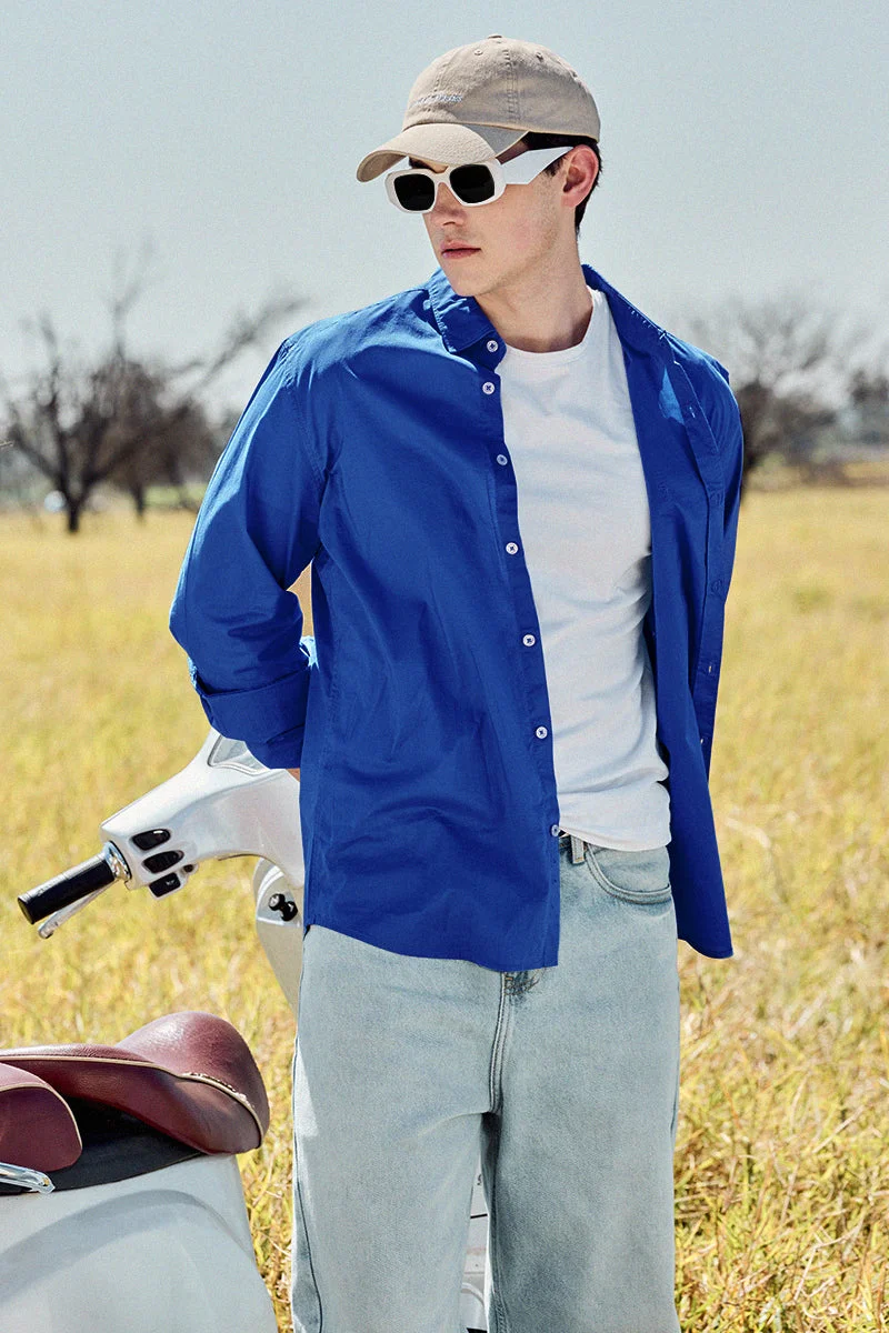 SNITCH قميص كور لاب أزرق بقصة ضيقة