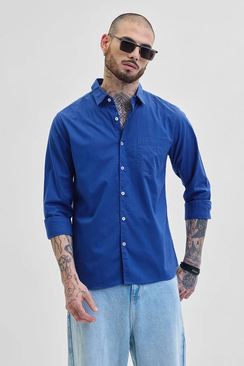 سنيتش قميص كور لاب أزرق بقصة ضيقة