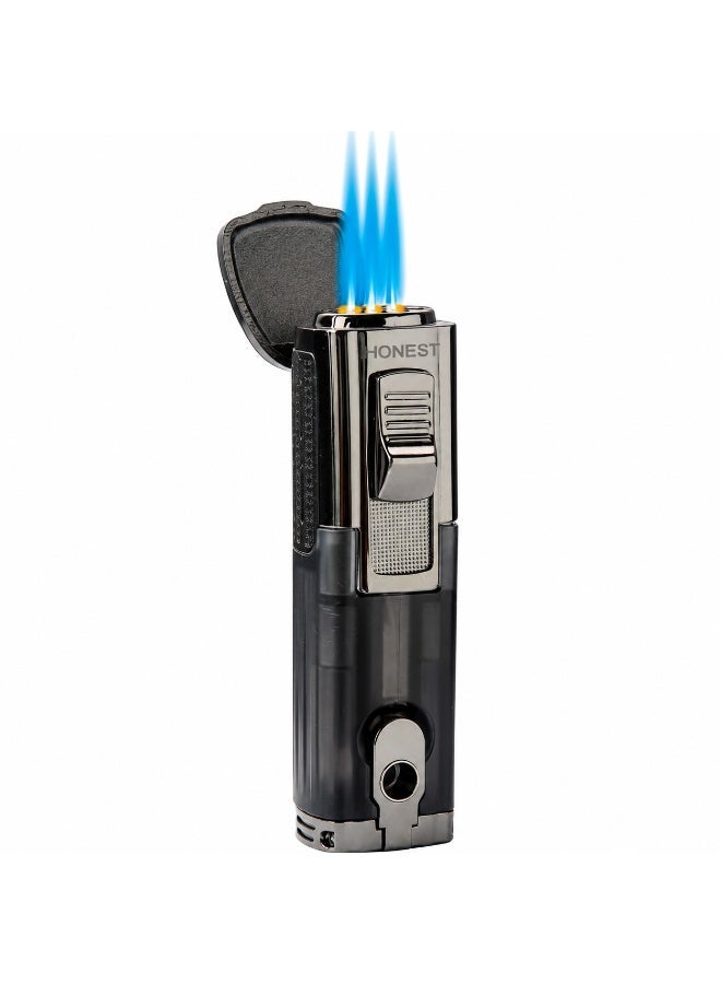 Honest Windproof Torch Lighter, Triple Jet 3 Flame, Compact Pocket Size, Refillable,  Adjustable Flame Lifgter for Cigar, BBQ, Camping, Outdoor (Without Gas) - Image 2