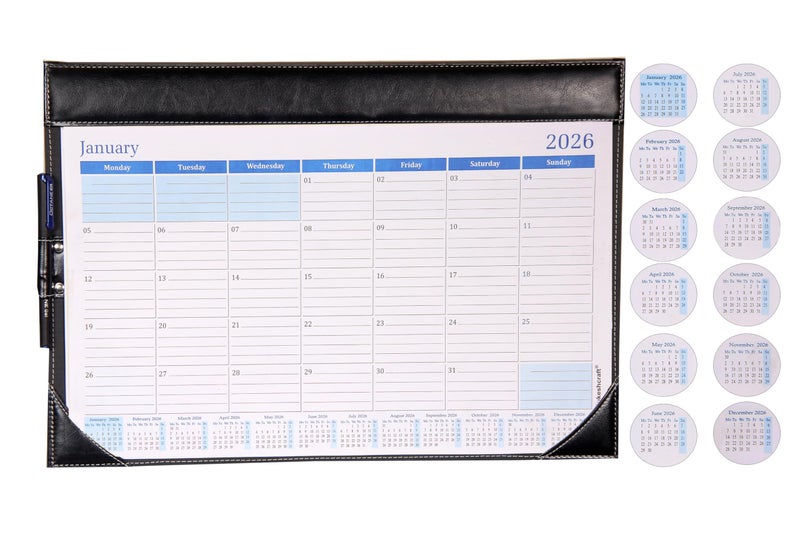 Sukeshcraft Table Planner Calendar 2026 (January 2026 – December 2026) (18.5"x13"Inch.) (2Tone Black) - Image 1
