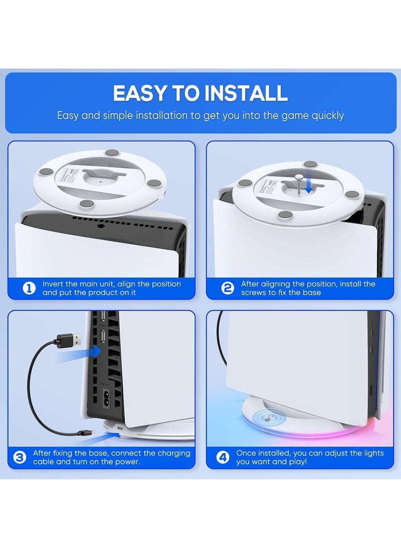 SYOSI - LED Vertical Stand for PS5 Slim Console Disc and Digital with 14 Light Mode RGB Base Stand Replacement for Playstation 5 Slim Console with Screw ＆ USB Cable - Image 1
