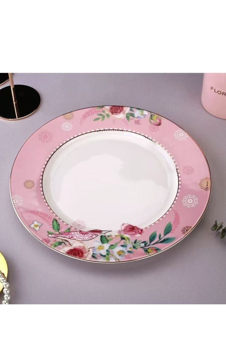 Floris 2pcs Tea Sets, Vintage Floral Coffee Mug With Saucer Set, With White Retro Floral And Bird Design Cup, Pink Retro Floral Design Saucer,Porcelain Modern Water Cup For Office And Home,Cup Saucer For Latte, Tea, Milk, Gift Box For Mother's Day Or Birthday. - Image 3