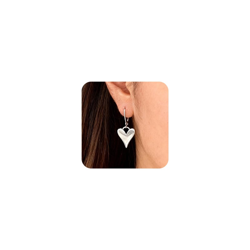 ALEXCRAFT Sterling Silver Earrings for Women 925 Leverback Silver Heart Earrings Hypoallergenic Trendy Dangle Drop Dangling Earrings Silver for Women - Image 2