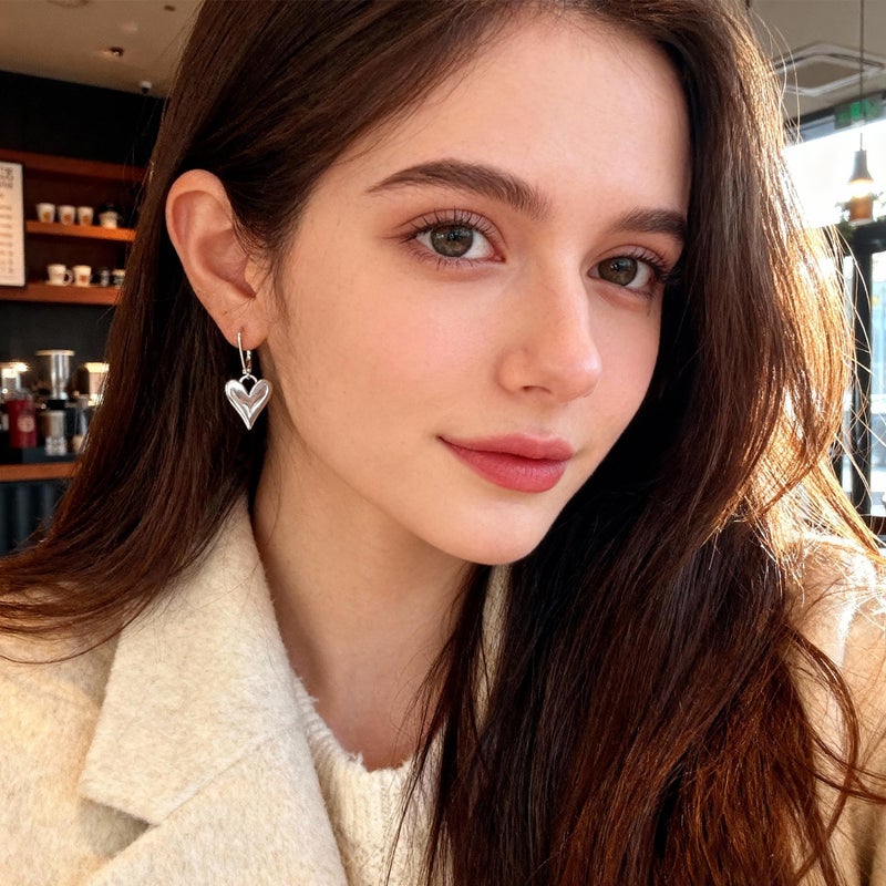 ALEXCRAFT Sterling Silver Earrings for Women 925 Leverback Silver Heart Earrings Hypoallergenic Trendy Dangle Drop Dangling Earrings Silver for Women - Image 3