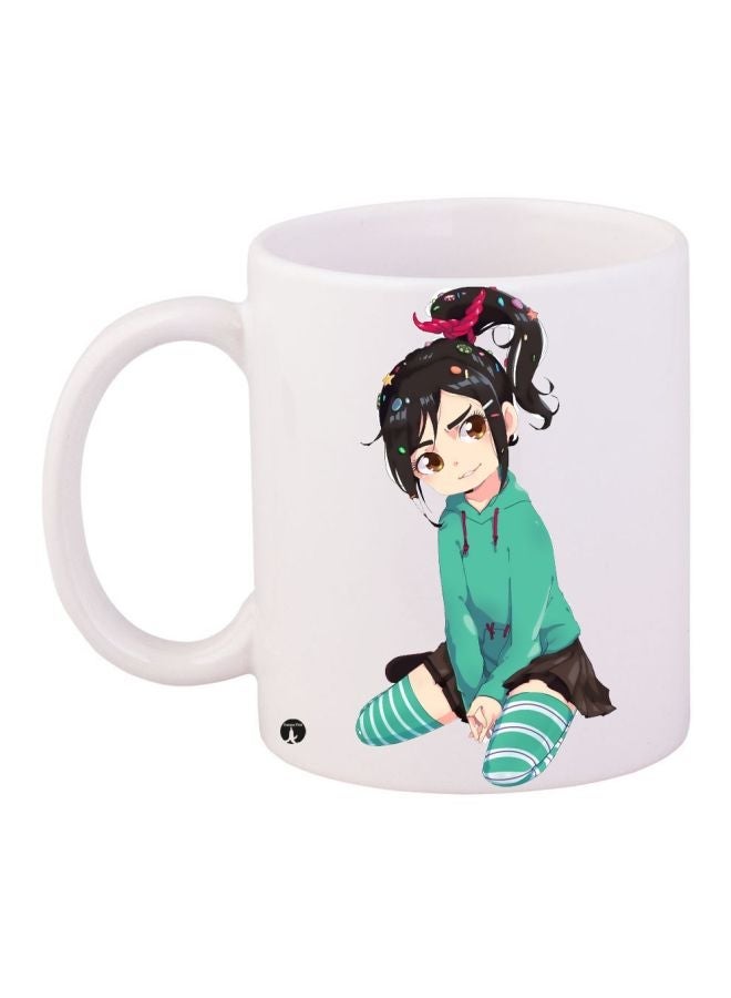 RYN Cartoon Printed Coffee Mug White/Green/Black 11ounce