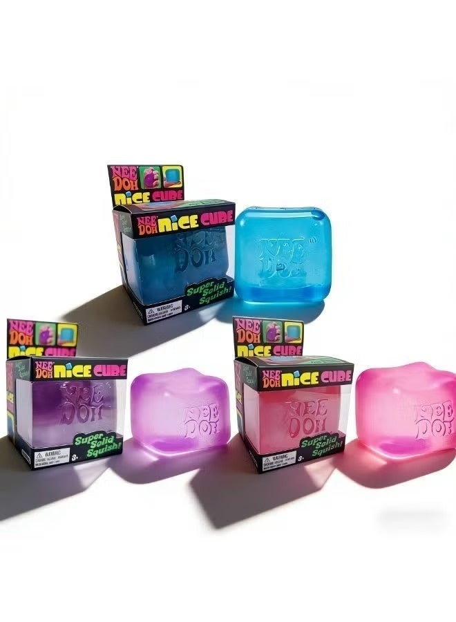 Schylling NeeDoh Nice Cube -Sensory Squeeze Toy with Super Solid Squish - 2.25" Cube (Blue+Purple) - Image 5