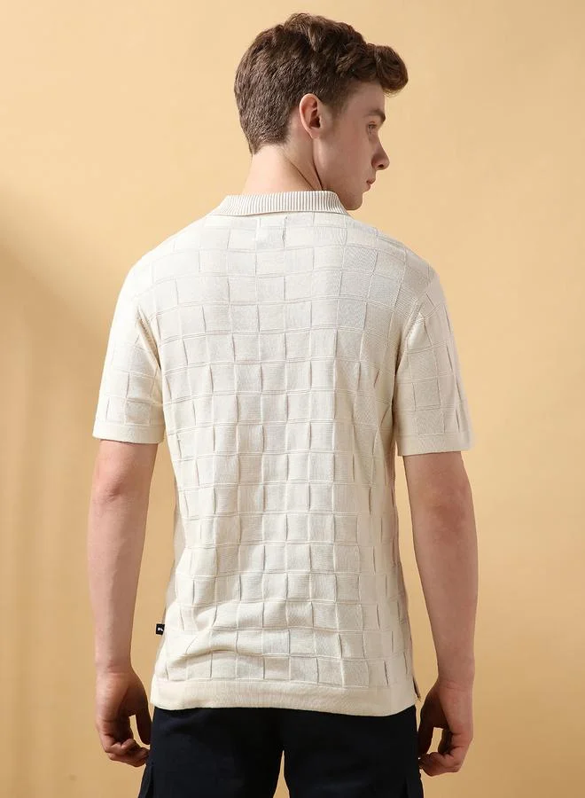 Dennis Lingo Men's Marshmallow 100% Cotton Textured Regular Fit T-Shirt