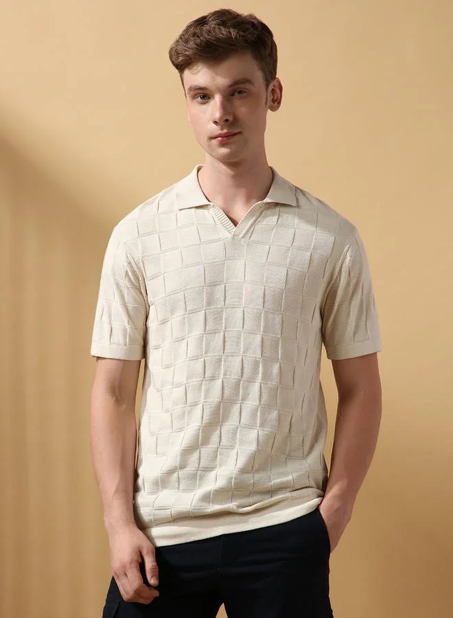 Dennis Lingo Men's Marshmallow 100% Cotton Textured Regular Fit T-Shirt