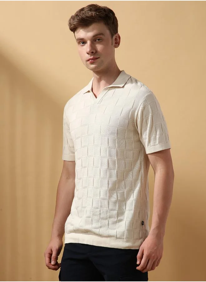 دينيس لينغو Marshmallow 100% Cotton Regular Fit Textured Knitted Half Sleeves T-Shirts for men - Make every day iconic