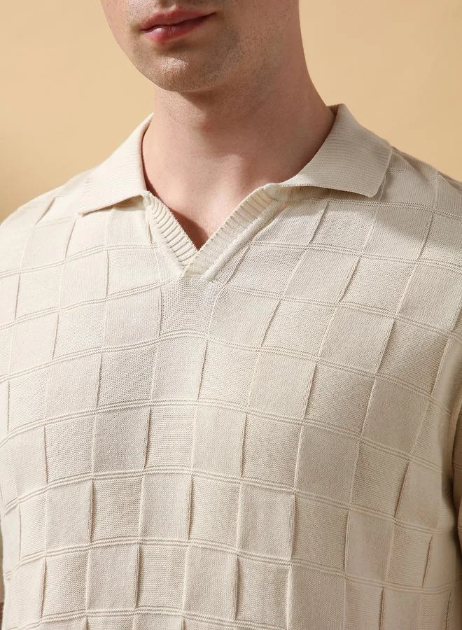 Dennis Lingo Men's Marshmallow 100% Cotton Textured Regular Fit T-Shirt