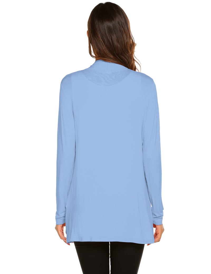 Newchoice Womens Summer Sweaters Open Front Loose Casual Lightweight Cardigan Soft Drape Long Sleeve Cardigan (New-Baby Blue, XL) - Image 4
