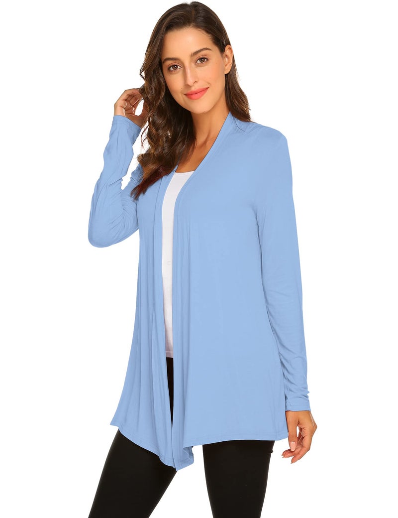 Newchoice Womens Summer Sweaters Open Front Loose Casual Lightweight Cardigan Soft Drape Long Sleeve Cardigan (New-Baby Blue, XL) - Image 3