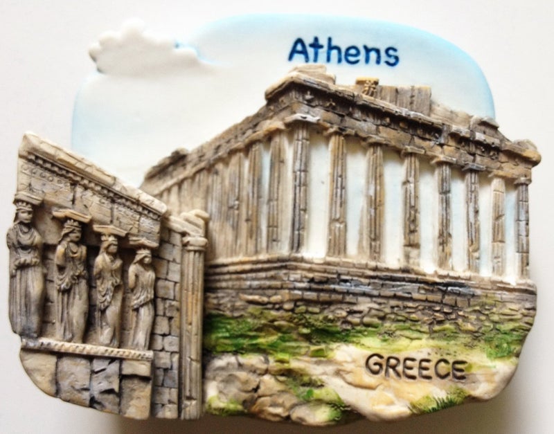 WitnyStore Tiny 2 Parthenon Acropolis of Athens Greece Miniature Hand Made Resin 3D Europe Landmark Tourist Attractions Decorative Refrigerator Fridge Magnets Collectibles Traveler Souvenirs Gifts