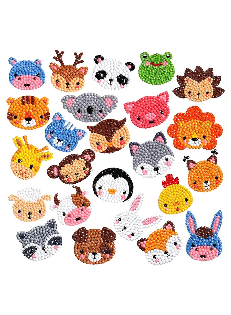 Excefore 24 Pcs 5D DIY Kids Animal Diamond Painting Stickers Beginner Diamond Painting Kits Digital Diamond Paint - Image 1