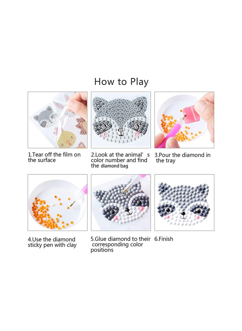 Excefore 24 Pcs 5D DIY Kids Animal Diamond Painting Stickers Beginner Diamond Painting Kits Digital Diamond Paint - Image 4