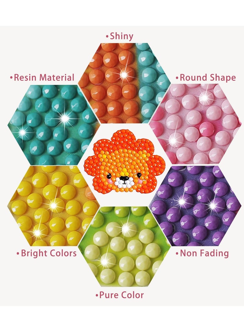 Excefore 24 Pcs 5D DIY Kids Animal Diamond Painting Stickers Beginner Diamond Painting Kits Digital Diamond Paint - Image 2