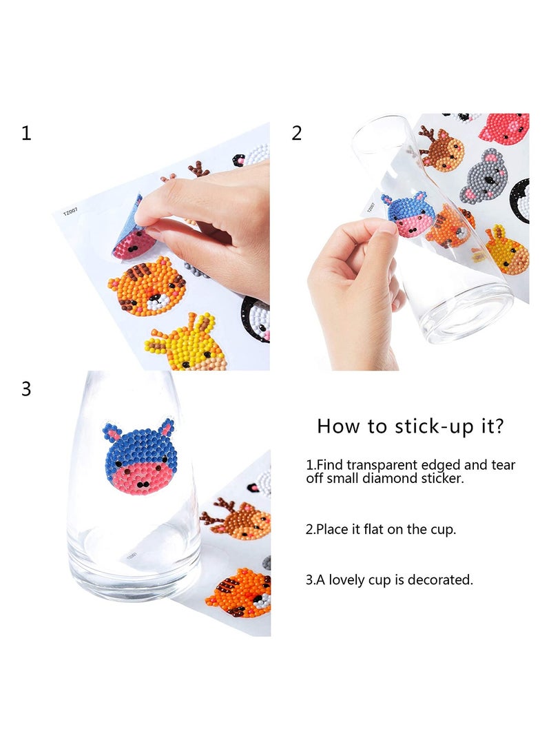 Excefore 24 Pcs 5D DIY Kids Animal Diamond Painting Stickers Beginner Diamond Painting Kits Digital Diamond Paint - Image 3