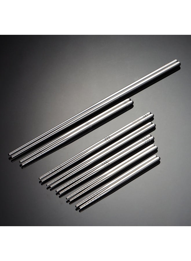 En 304 Stainless Steel Tableware Metal Chopsticks Six-coil Non-slip Half-square Multi-size Bold Korean Cloth Wheel-Color:201 Coil Chopsticks 18.5 Matt - Image 2