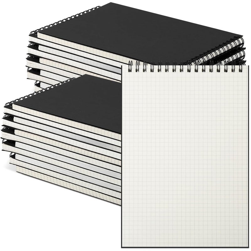 Engrowtic 18 Pack Graph Paper Spiral Notepad A5 Top Wirebound Notepad Grid Notebook Steno Pads Memo Notebook Grid Paper 140 Pages for Writing Sketching Drawing Office Supplies (Black) - Image 1