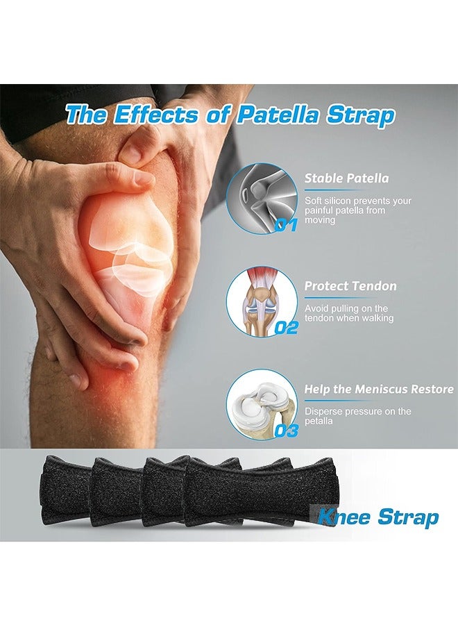 2 أزواج من تخفيف آلام الركبة والرضفة استقرار حزام الركبة دعم للمشي لمسافات طويلة وكرة القدم وكرة السلة والجري والركبة والتنس والكرة الطائرة والقرفصاء. - Image 4