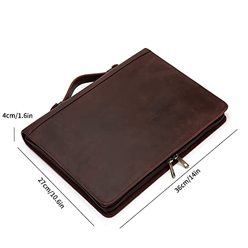 YIWEN Handmade Genuine Leather Portfolio, Zippered Padfolio with 3 Ring Binder, Professional Business Organizer, Resume Folder, Notebook Organizer with Tablet Document Holder for Men, Women, Business Trip - Image 4