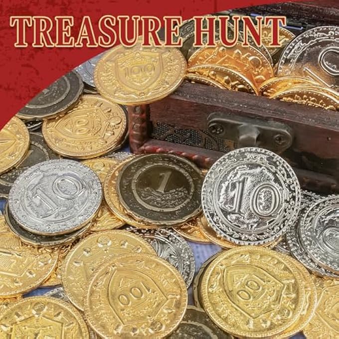 بايهو 50 قطعة عملات معدنية DND 12 رمزا نحاسيا ذهبيا فضيا مع القيمة الاسمية للعبة الطاولة وعملات معدنية منضدية RPG خيالية للعبة القراصنة حفلة تأثيري - Image 5