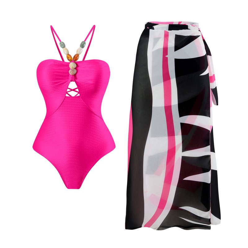 One-Piece Swimsuit Bikini Suit Bikini Conservative Belly-Covered Beach Skirt Chiffon Wrap Skirt Spring Swimsuit - Image 1