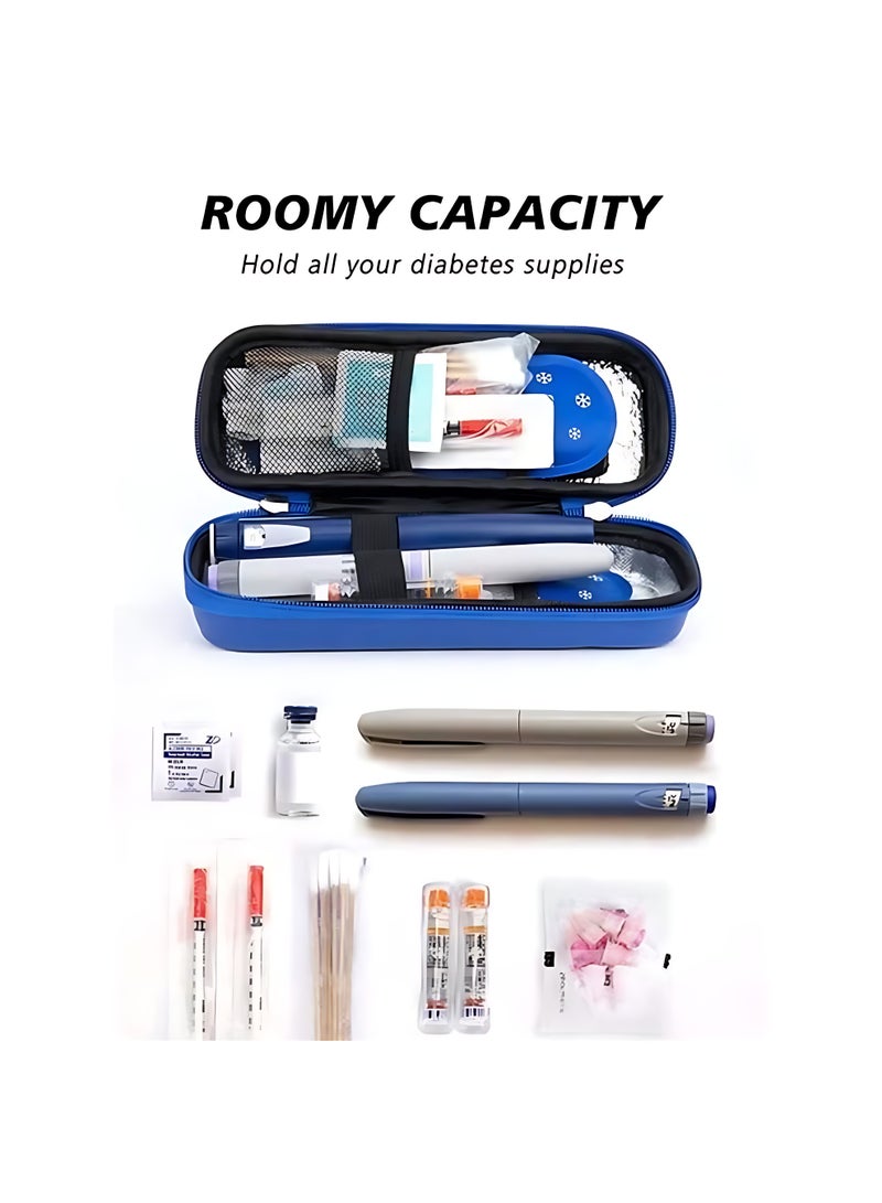 Insulin Travel Case with Temperature Display - Refrigerated Medicine Travel Case, Diabetes Cooler Travel Box for Diabetic Supplies with 2 Nylon Ice Packs (Blue) - Image 3
