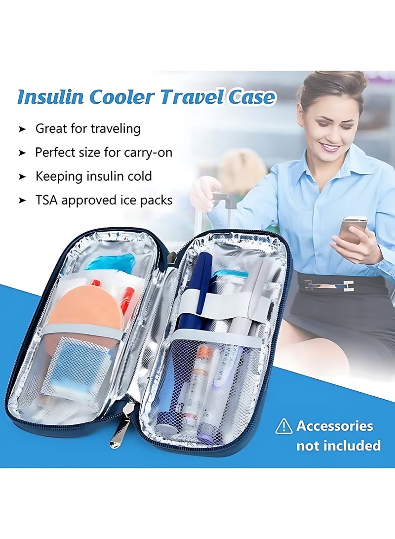Insulin Travel Case with Temperature Display - Refrigerated Medicine Travel Case, Diabetes Cooler Travel Box for Diabetic Supplies with 2 Nylon Ice Packs (Blue) - Image 4
