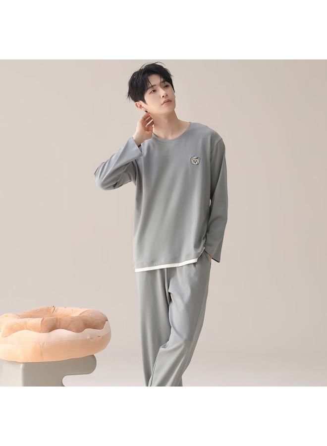 Your Sun Yiershuang Men's Pure Cotton Long Sleeve Long Pants Pullover Pajama Set Spring Autumn Homewear Casual Wearable Cotton Suit - Image 5