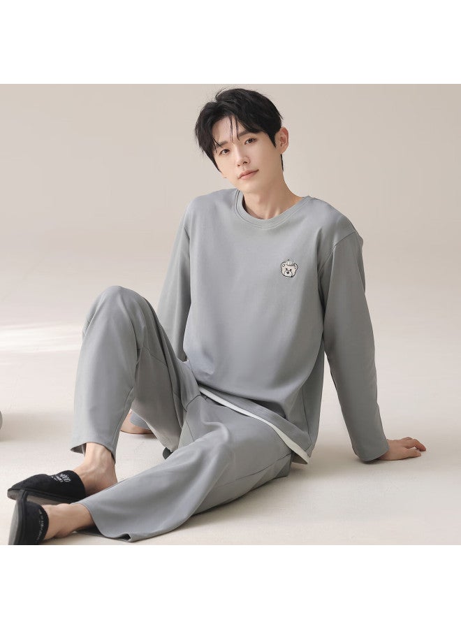 Your Sun Yiershuang Men's Pure Cotton Long Sleeve Long Pants Pullover Pajama Set Spring Autumn Homewear Casual Wearable Cotton Suit - Image 2