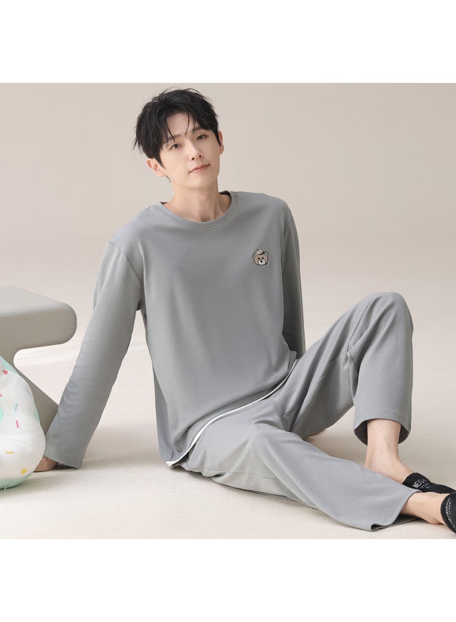 Your Sun Yiershuang Men's Pure Cotton Long Sleeve Long Pants Pullover Pajama Set Spring Autumn Homewear Casual Wearable Cotton Suit - Image 4