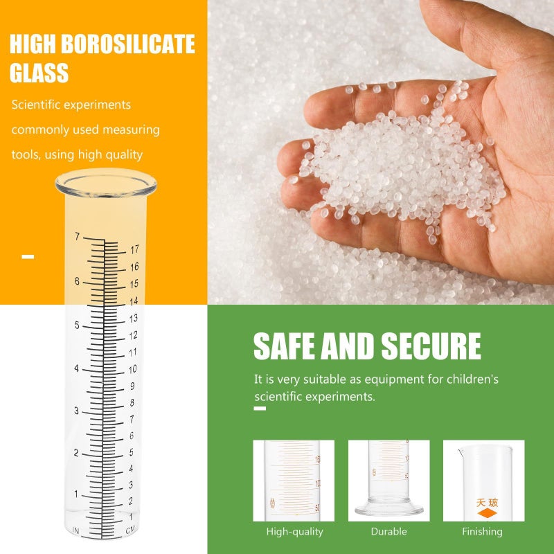 Glass Rain Gauge Tubes 2 Pack High Borosilicate Cylinder for Outdoor Garden Weather Monitoring - Image 5