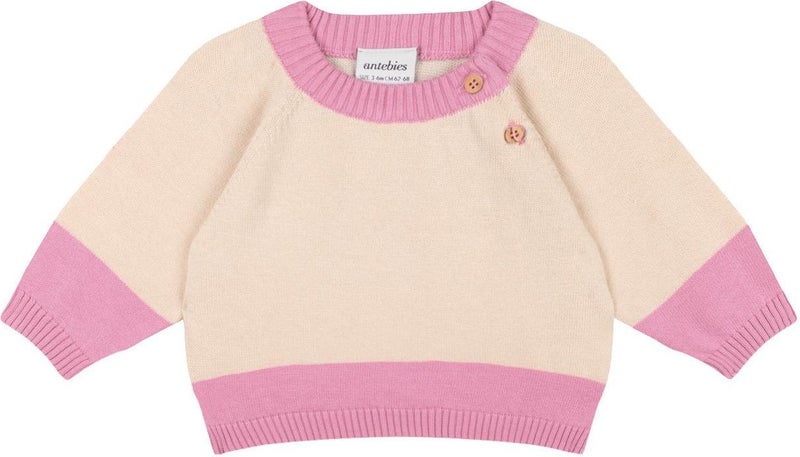 Antebies Pink Contrast Cream Knitwear Set  - Image 2