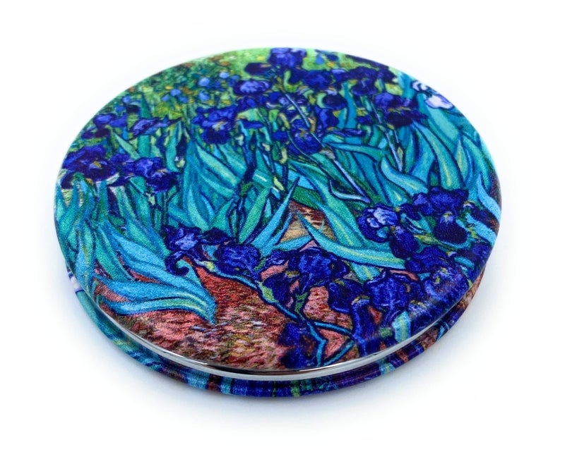 Aeisage Pocket Mirror for Women Small Travel Mirror Magnifying Van Gogh Irises Flower Purse Mirror Compact Unique Gift for Artistic Mom - Image 1