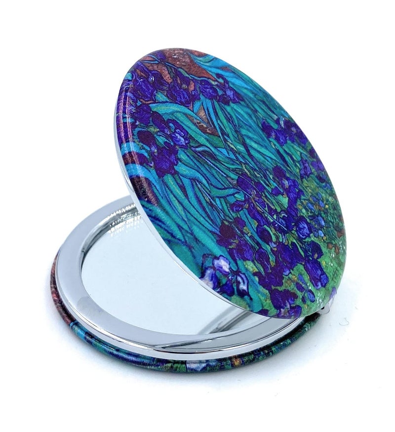 Aeisage Pocket Mirror for Women Small Travel Mirror Magnifying Van Gogh Irises Flower Purse Mirror Compact Unique Gift for Artistic Mom - Image 4