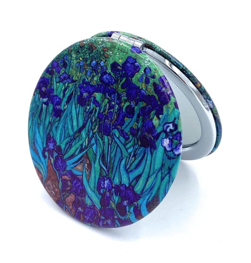 Aeisage Pocket Mirror for Women Small Travel Mirror Magnifying Van Gogh Irises Flower Purse Mirror Compact Unique Gift for Artistic Mom - Image 2