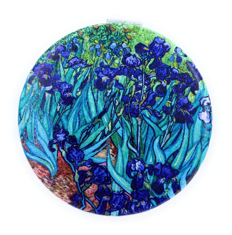 Aeisage Pocket Mirror for Women Small Travel Mirror Magnifying Van Gogh Irises Flower Purse Mirror Compact Unique Gift for Artistic Mom - Image 3