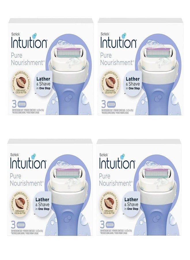 Schick Intuition Pure Nourishment Womens Razor Refills with Coconut Milk and Almond Oil, 12 count - Image 1