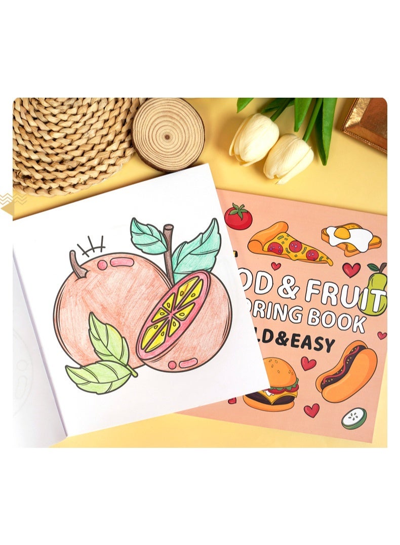 PINKSAMA Coloring Book Food Doodles Coloring Book For Children Over 4 Years Old - Image 4