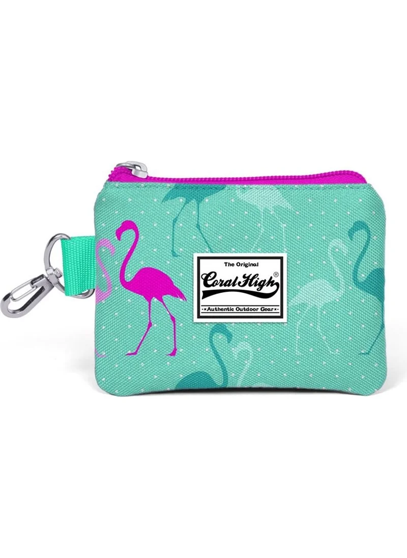 CORAL HIGH Kids Water Green Flamingo Patterned Coin Purse 21725
