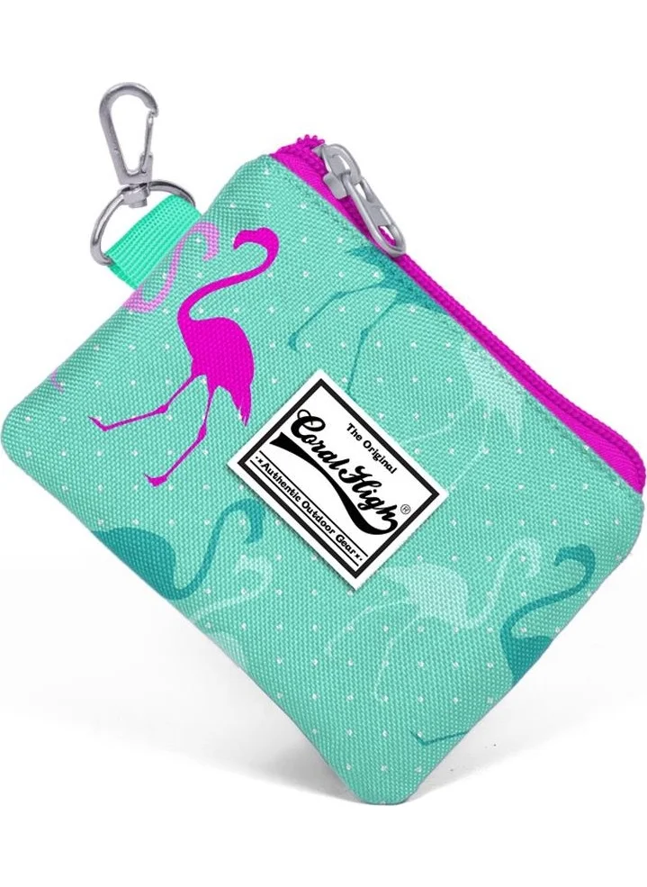 CORAL HIGH Kids Water Green Flamingo Patterned Coin Purse 21725