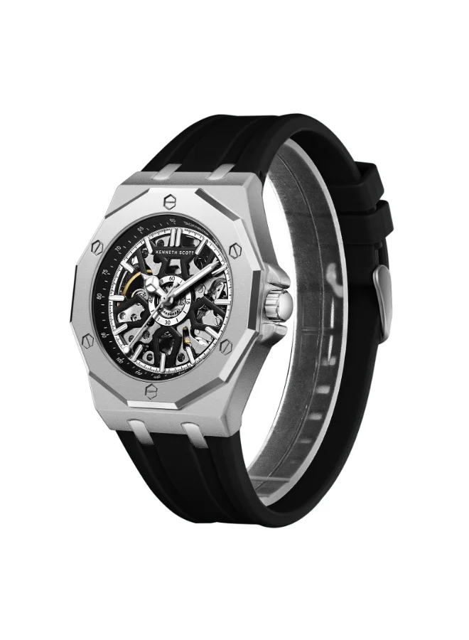 KENNETH SCOTT Men's Silicone Automatic Watch K25301-SSBB - 44.3x54 mm